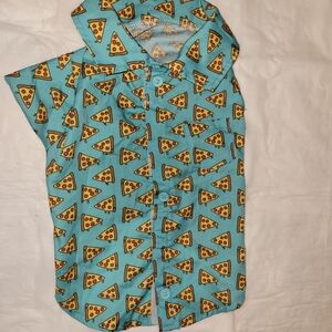 Pizza Print Button-Up Shirt For Your Fur Friend